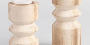 Natural Stacked Wood Tealight Candleholder
