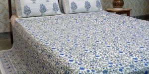 Cotton Block Printed Percale Queen Size Bedspread