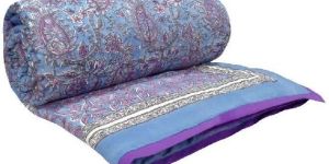 Hand Block Paisley Pastel Lilac Printed Patchwork Twin Size Quilt