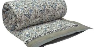 Handmade Block Printed Cotton Twin Size Quilt