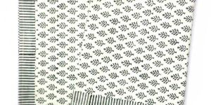 Neem Grey Salli Cotton Canvas Hand Block Printed Table Runner