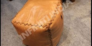 Vintage Leather Pouf