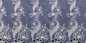 Denim Cutwork Border Embroidery Fabric