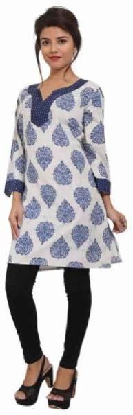 Cotton Hand Block Print Blue Dress