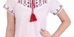 Embroidery White Casual Wear Top