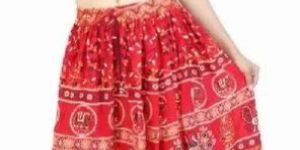 Rayon Crepe Red Colour Printed Skirts