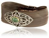 Jade Carved Pave Diamond Mesh Bangle