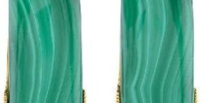 18k Yellow Gold Malachite Dangle Earrings