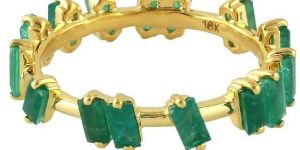 Designer Gold Baguette Emerald Ring