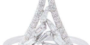 Designer White Gold Baguette Diamond Cocktail Ring