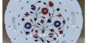 Marble Hand Crafted Inlay Beautiful Flower Plates