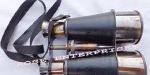 Brass Antique Binoculars with Leather Wrap