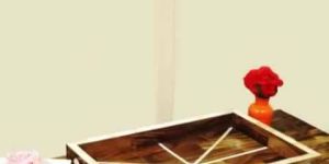 BONE & WOOD CROSE LINES STARBUST DESIGN TRAY