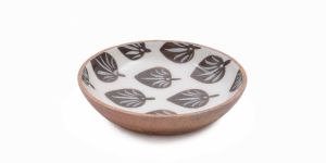 Leaf Pattern Printed Wooden Bowl