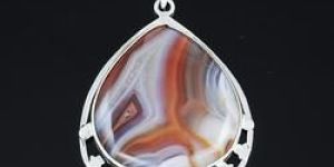 Natural BOTSWANA AGATE Gemstone Heart Cabochon Drop Pendant