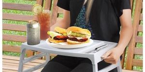 CONVERTIBLE PLASTIC FOLDABLE LAP TABLE TRAY - K157