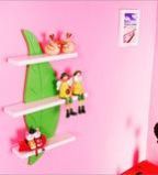 METAL STYLE WOODEN 3 TIER LEAF WALL SHELF RACK