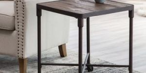 Rough Iron Pipe End Table with Wooden Top