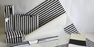 Black Printed Stripes on White 100 GSM Recycled Cotton Paper