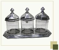 Glass Jars with Metal Lids on Metal Stand