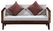 Teak Finish Two Seater Sofa