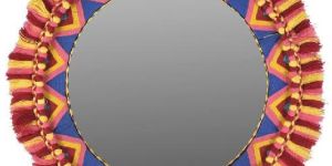 Round Embroidered Mirror Frame