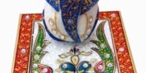 Natural Marble Colourful Painted Handicraft Chowki Ganesh Statue