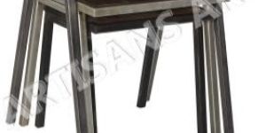 ANTIQUE RECLAIMED WOOD IRON NESTING TABLE SET OF THREE