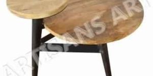 Industrial Poly Side Table with Black Rustic Iron and Wood