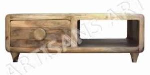 SOLID MANGO WOOD 1 WHITE DRAWER COFFEE TABLE