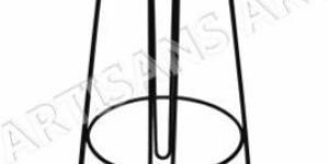 VINTAGE INDUSTRIAL IRON BAR STOOL WITH JUTE PADDED SEAT