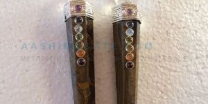 TIGER EYE CHAKRA WAND WITH CRYSTAL BALL