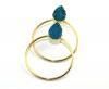 Sky Blue Natural Sugar Druzy Pear Shape Hoop Earring Jewelry