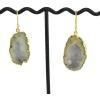 Wonderful Natural Lemon Geode Druzy Earring 24k Gold Plated Earring for Women Girls