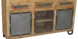 Industrial Iron Wooden 3 Drawer 3 Door Sideboard