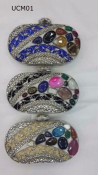 Metal Clutch with Diamond Crystal Stone Studs