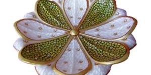 Marble Lotus Floral Plate Green