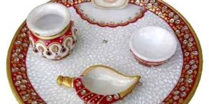 Marble Pooja Plate Ganesh Ji Diya Shank Diwali Gift