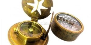 Brass Pocket Drum Sundial Magnetic Compass