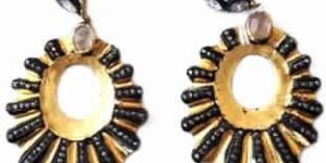 Black Diamond Earring with Diamond Polki