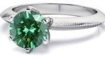 Green Moissanite Six Prong Solitaire Engagement Ring