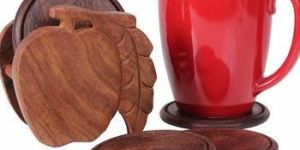 Hand Carved Wooden Coasters Set