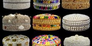 Pearl Decorated Handmade Round Jewelry Box