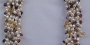 Pearl,amethyst,citrine and Garnet Bead Necklace