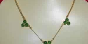 18k Gold Plated Green Onyx Gemstone Necklace