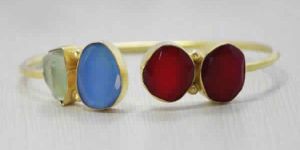 18K Yellow Gold Plated Multi Stones Bangle for Women