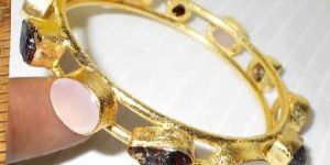 22k Gold Plated Garnet Gemstone Bangle
