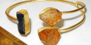 Handmade Citrine and Kyanite Gemstone Cuff Bracelet