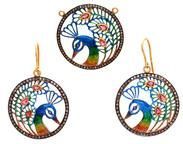 925 Sterling Silver Gold Plated Peacock Pandant Set