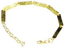 Gold Plated Hammered Style Long Stylish Brass Bracelet
